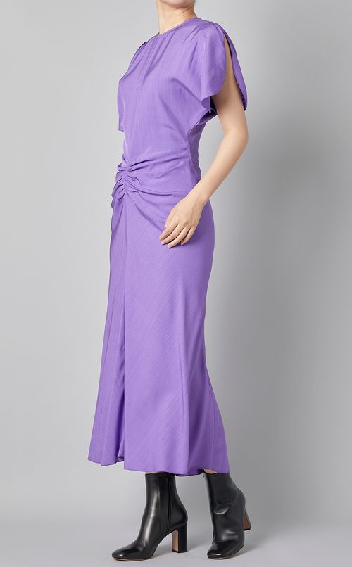 ギャザーウエストミディワンピース