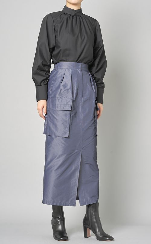 ハイネックギャザーブラウス