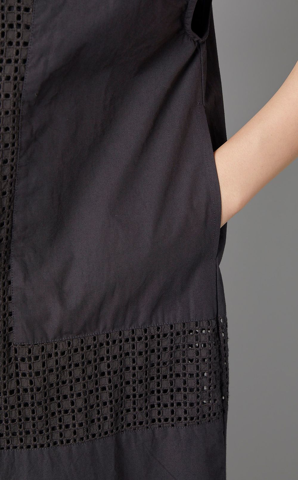 シースルーレースコットンロングドレス