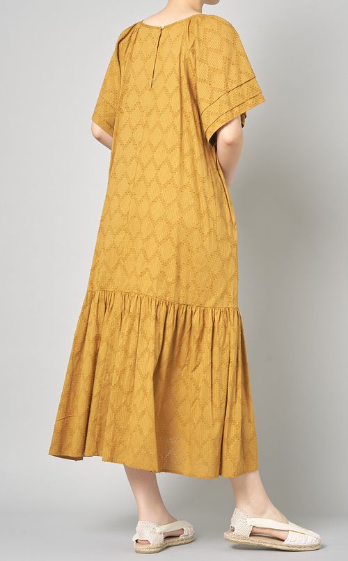 モザイクジャガードタックスリーブドレス