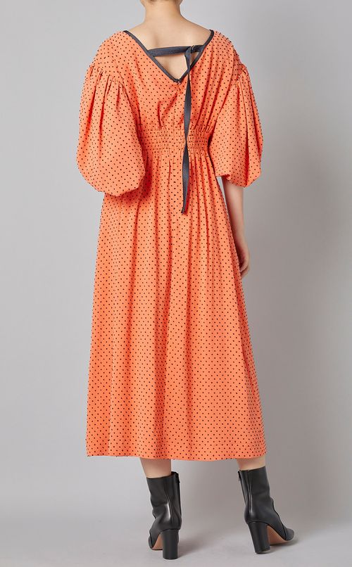 パイピングドットプリントワンピース