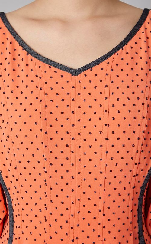 パイピングドットプリントワンピース