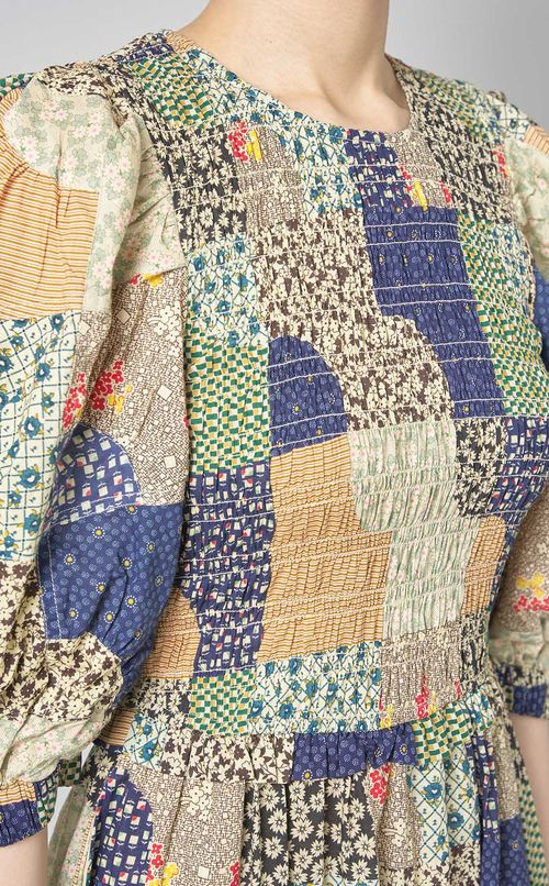 パッチワークプリントロングワンピース