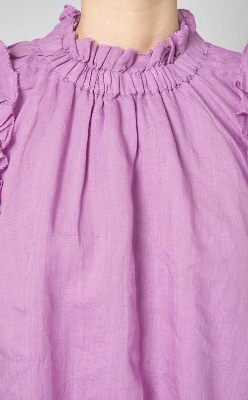 コットンフリルハイネックブラウス