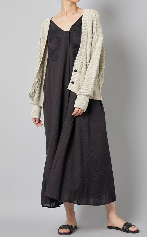 ストライプエンブロイダリーワンピース