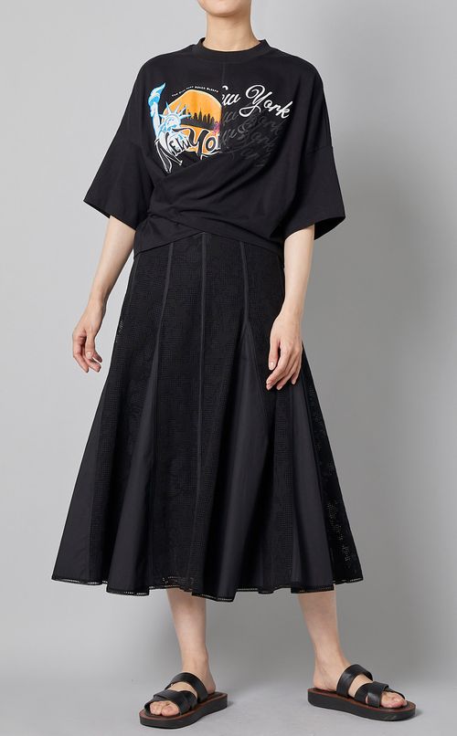 レース切替ミディフレアスカート