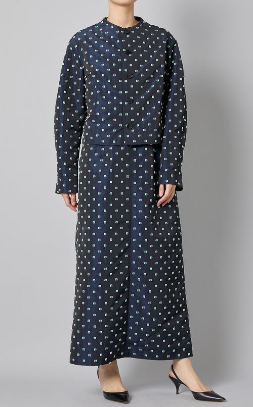 ジャガードタフタノースリーブワンピース