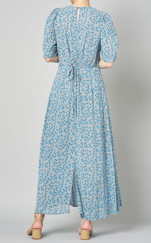 Vネックプリントハーフスリーブドレス