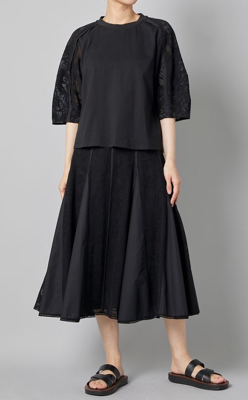 レーススリーブジャージトップス