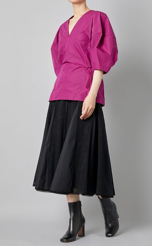 レース切替ミディフレアスカート