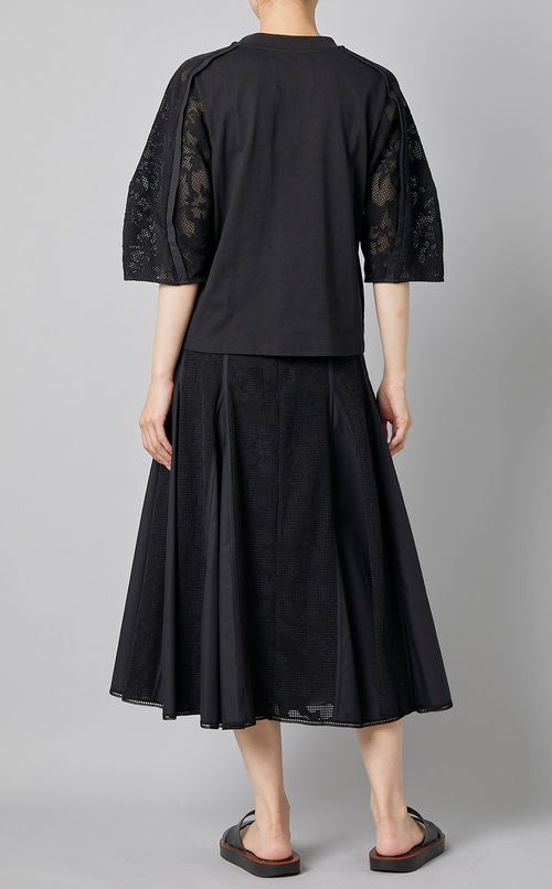 レーススリーブジャージトップス