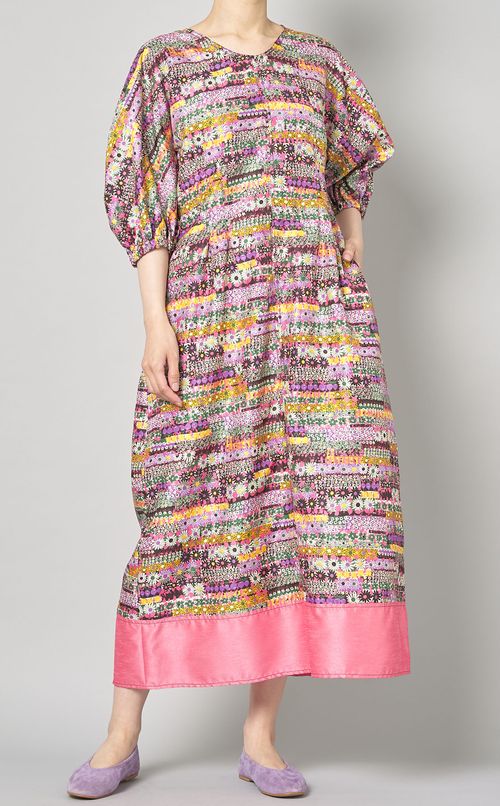 ミックスフラワープリントワンピース