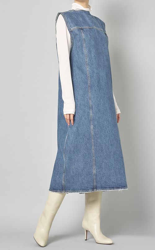 デニムスリーブレスボックスワンピース