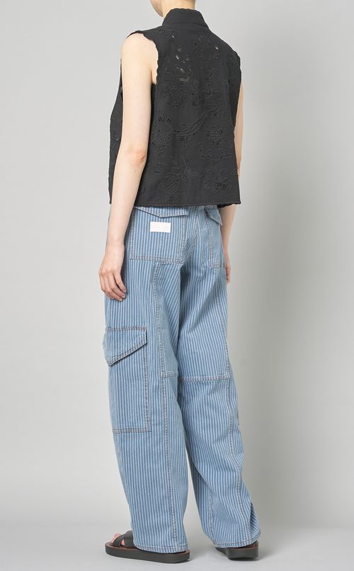 レースタイフロントベストブラウス