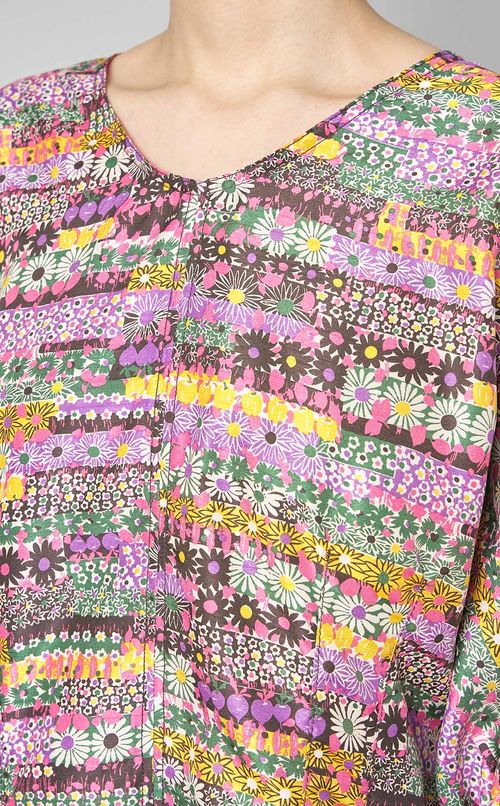 ミックスフラワープリントワンピース