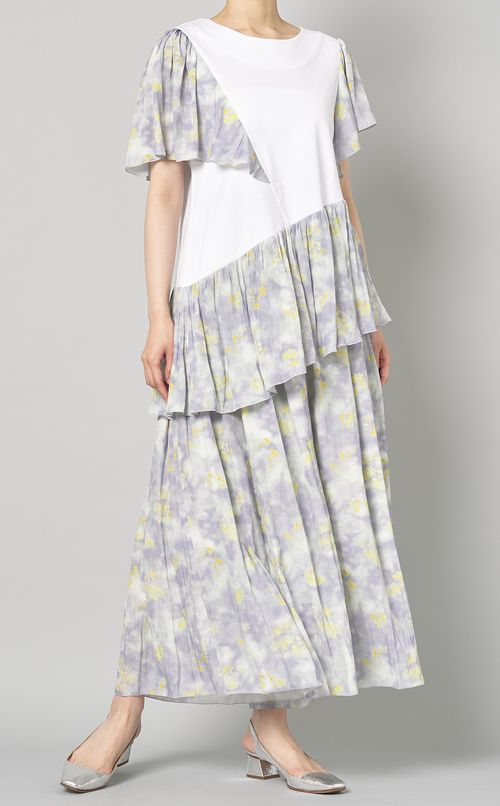 フラワープリントドッキングトップス