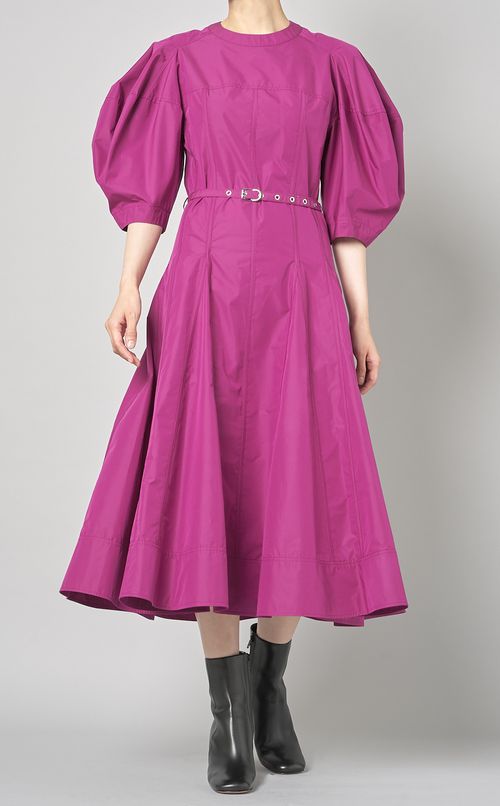 コットンポプリンパフスリーブワンピース