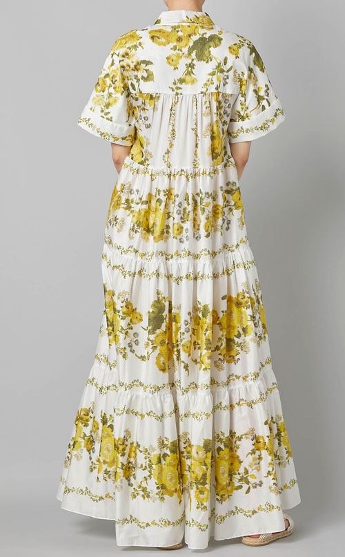 プリントショートスリーブティアードドレス