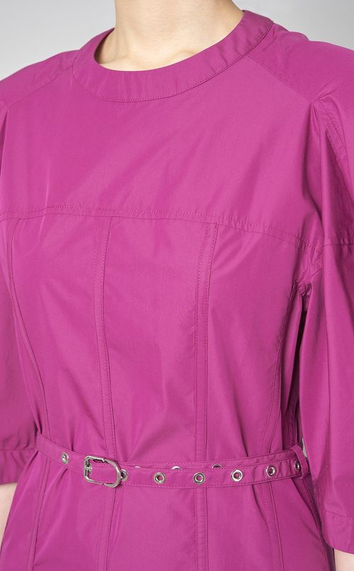 コットンポプリンパフスリーブワンピース