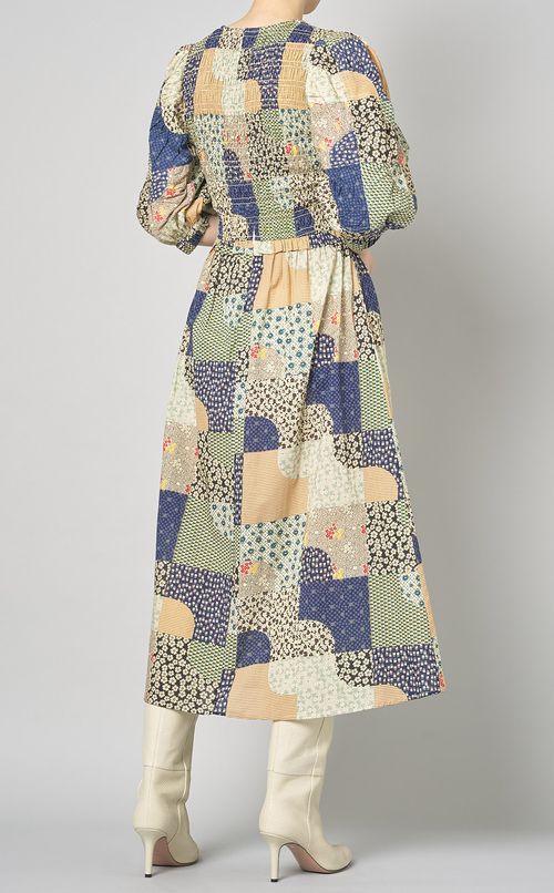パッチワークプリントロングワンピース