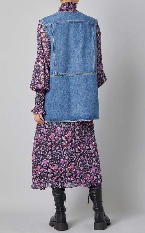 デニム切替Vネックベスト