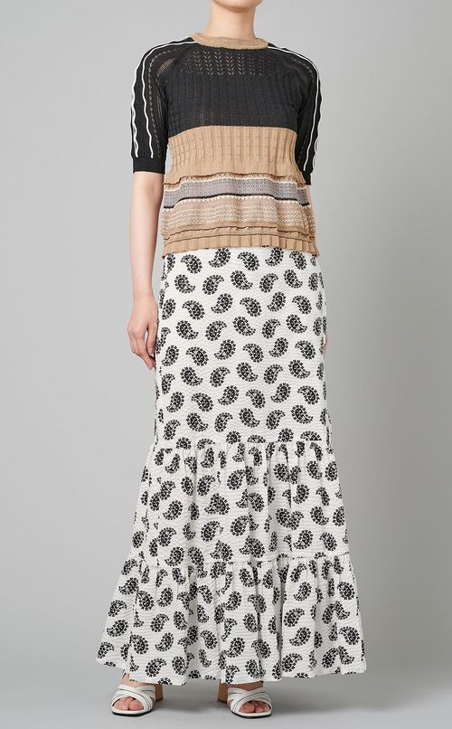 マルチボーダーペプラムニット