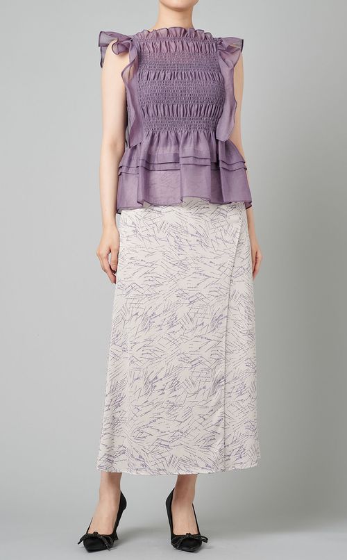 アシンメトリーヘムプリントスカート