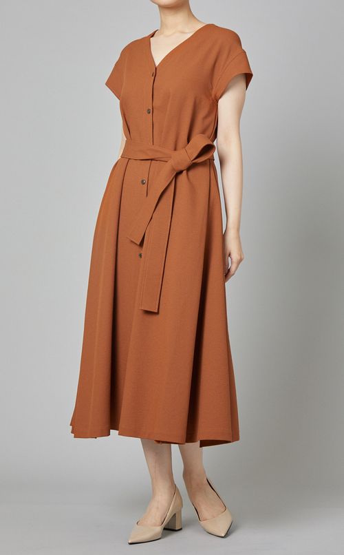 ベルト付ロングジレワンピース