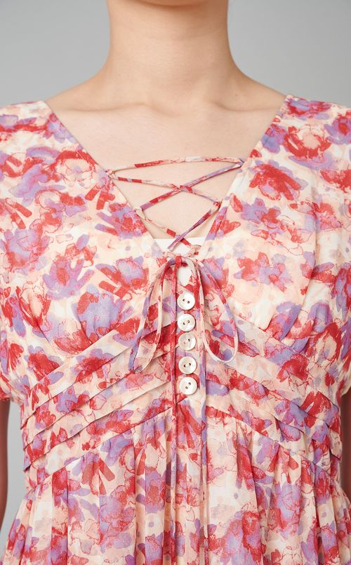 フラワープリントワンピース