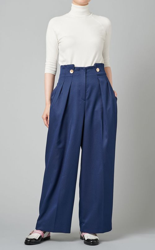 ボタン付タックワイドパンツ