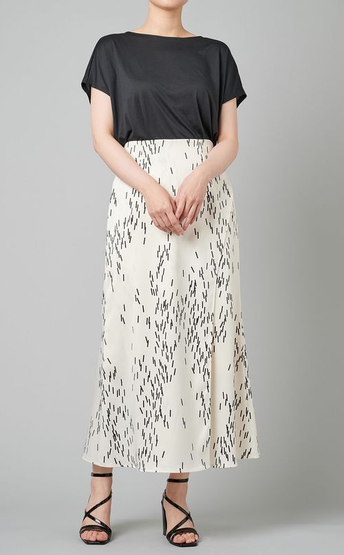 アシンメトリーヘムプリントスカート