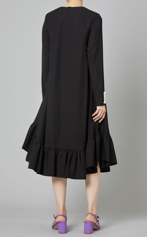 ヘムフリルロングスリーブパールドレス