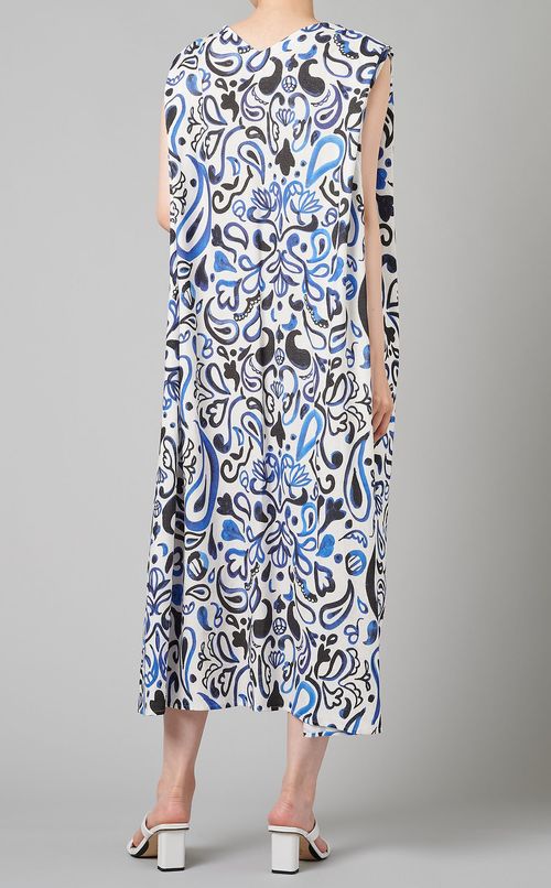 リネン混ペイズリータックワンピース