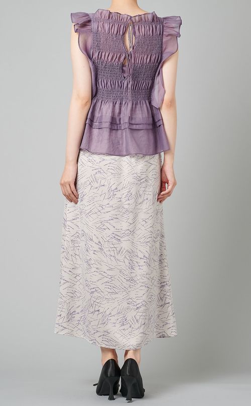 アシンメトリーヘムプリントスカート