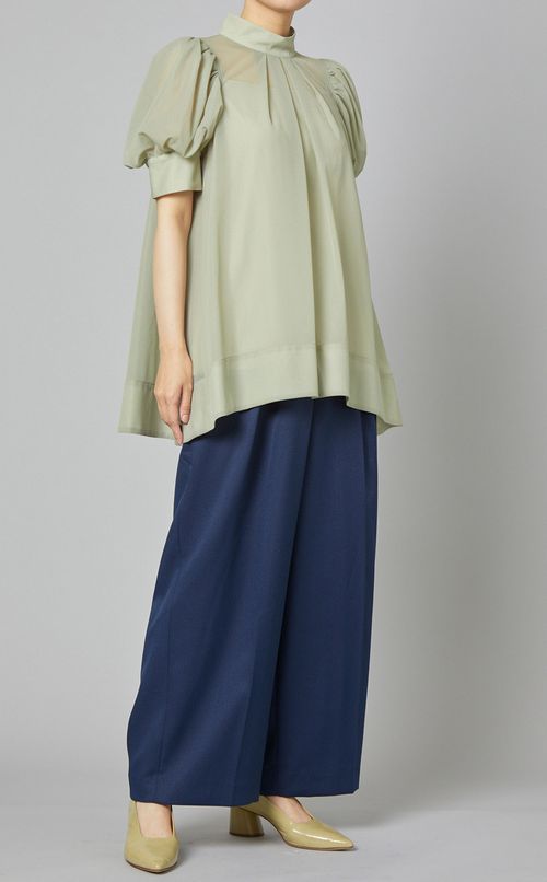 ボタン付タックワイドパンツ