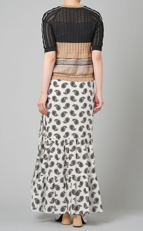 マルチボーダーペプラムニット