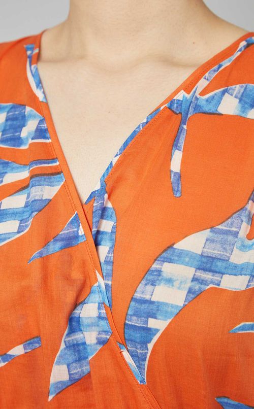 リーフ柄カシュクールワンピース