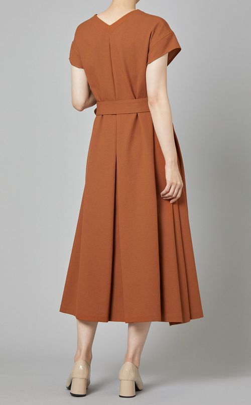 ベルト付ロングジレワンピース