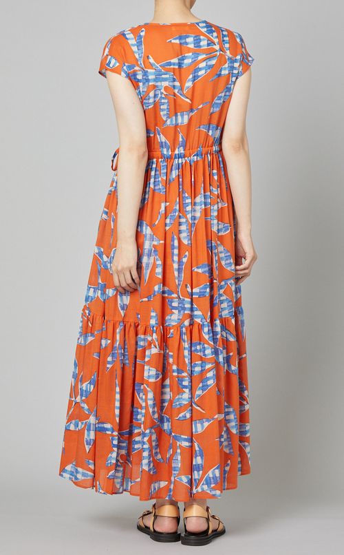 リーフ柄カシュクールワンピース