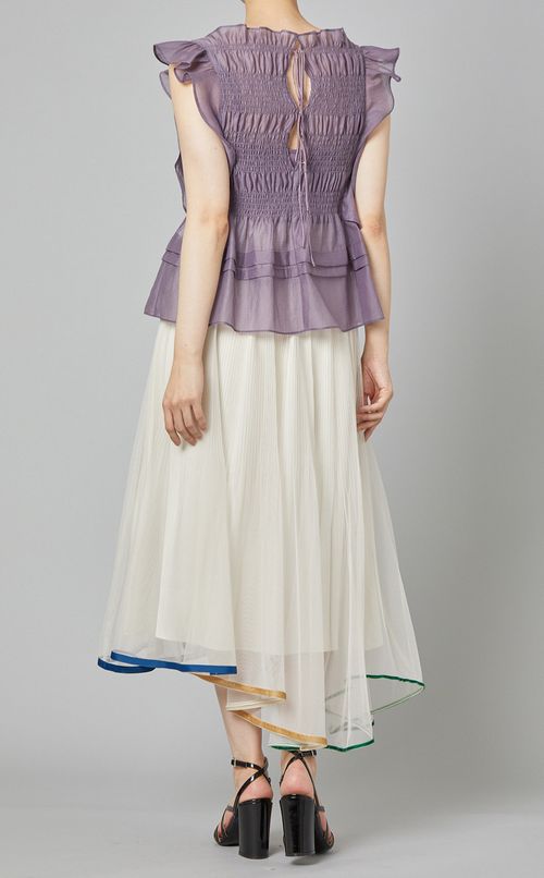 フリルシャーリングブラウス