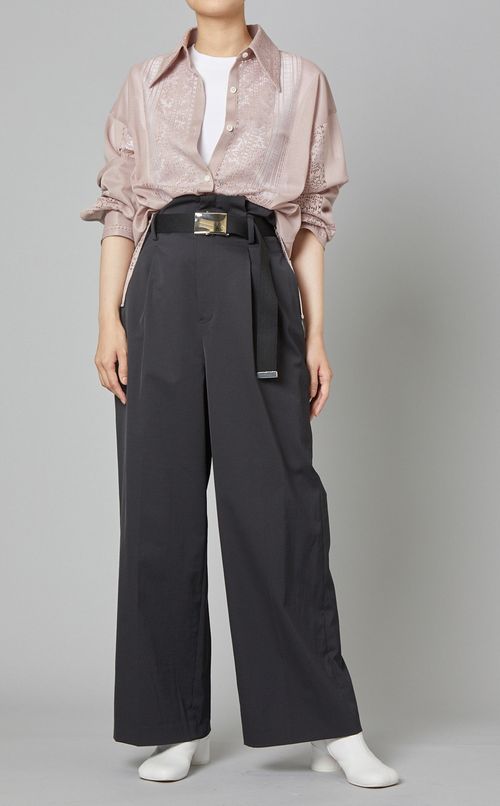 ハイウエストストレッチワイドパンツ