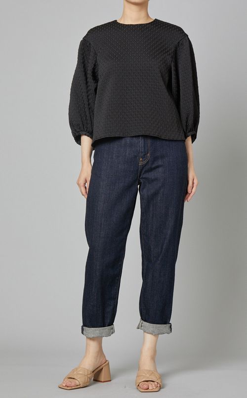 パフスリーブジャガードブラウス