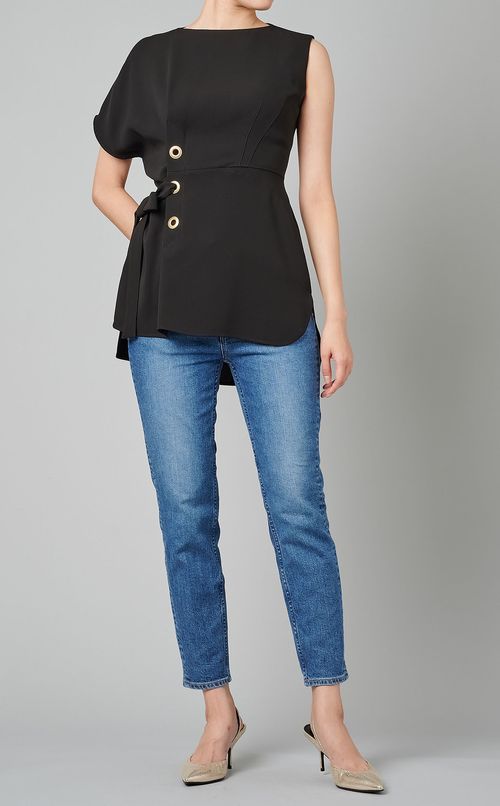 アシンメトリースリーブブラウス