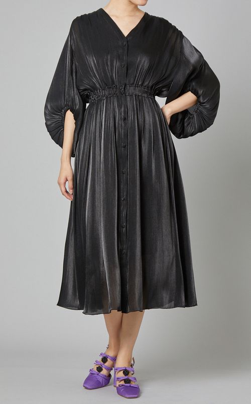 シャンブレーパフスリーブワンピース