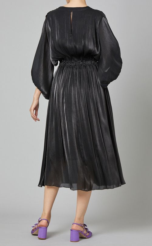 シャンブレーパフスリーブワンピース