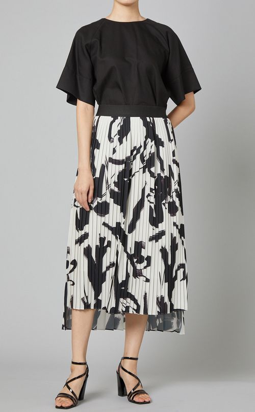 ブラッシュプリントプリーツスカート