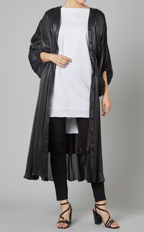 シャンブレーパフスリーブワンピース