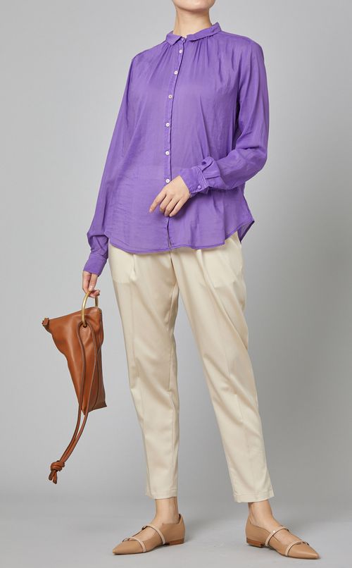 サテンストレッチスリットパンツ