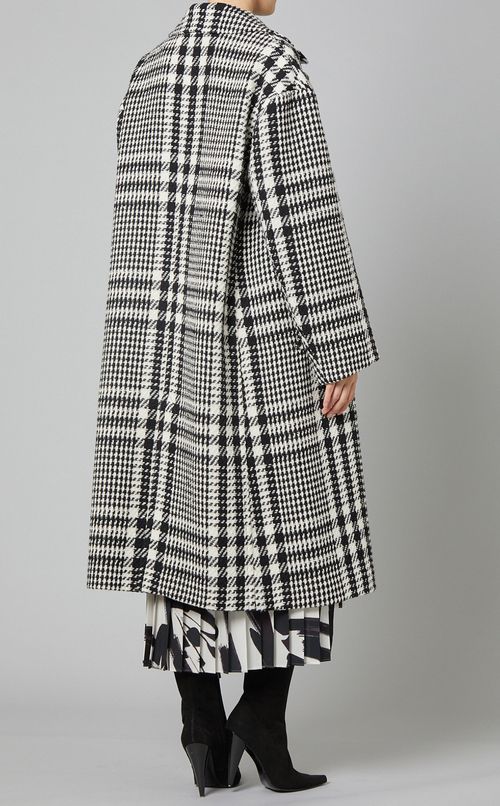 ウール混チェックロングコート