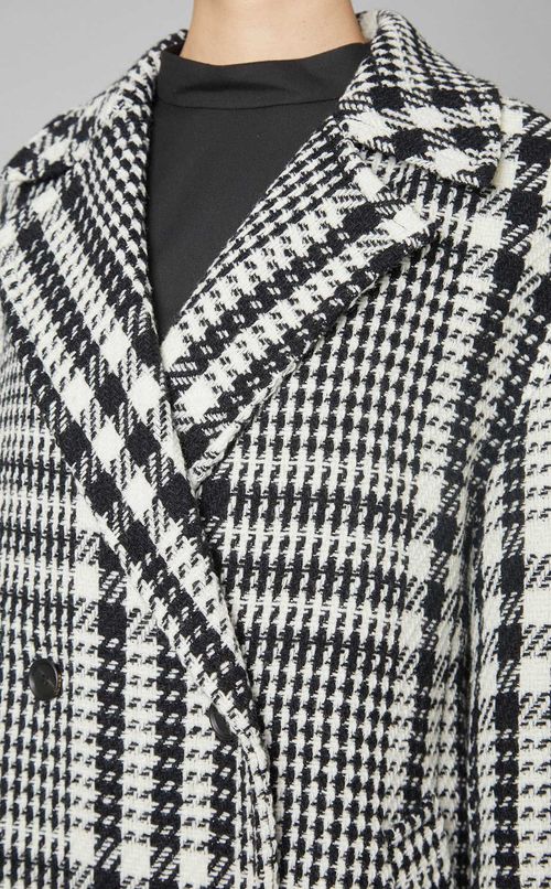 ウール混チェックロングコート